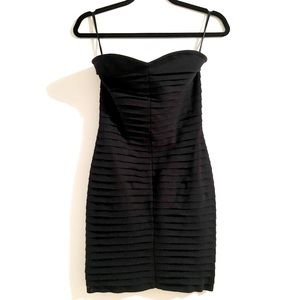 Black strapless mini dress